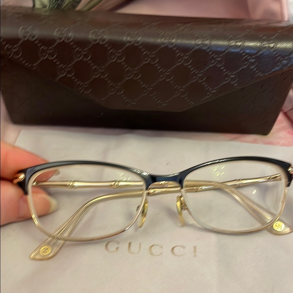 Gucci Black and Gold Designer Glasses - Picture 2 of 10